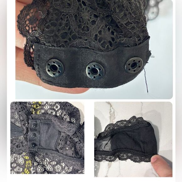 Victorias Secret | Dream Angels Sheer Black Lace Up Thong Teddy Bodysuit Medium - Picture 16 of 16